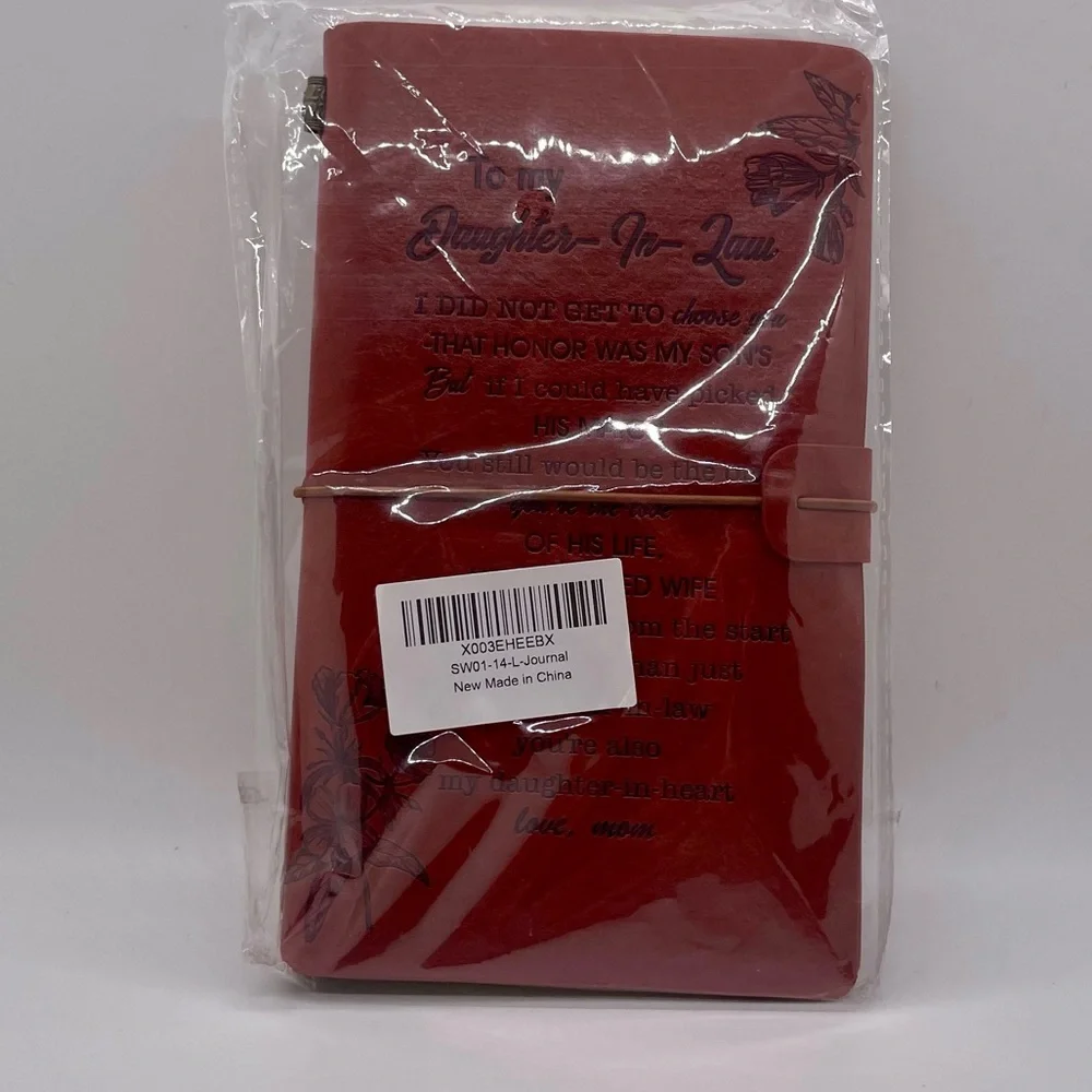Red Brown Leather Journal with Floral Design New Sealed Writing Self Care Words